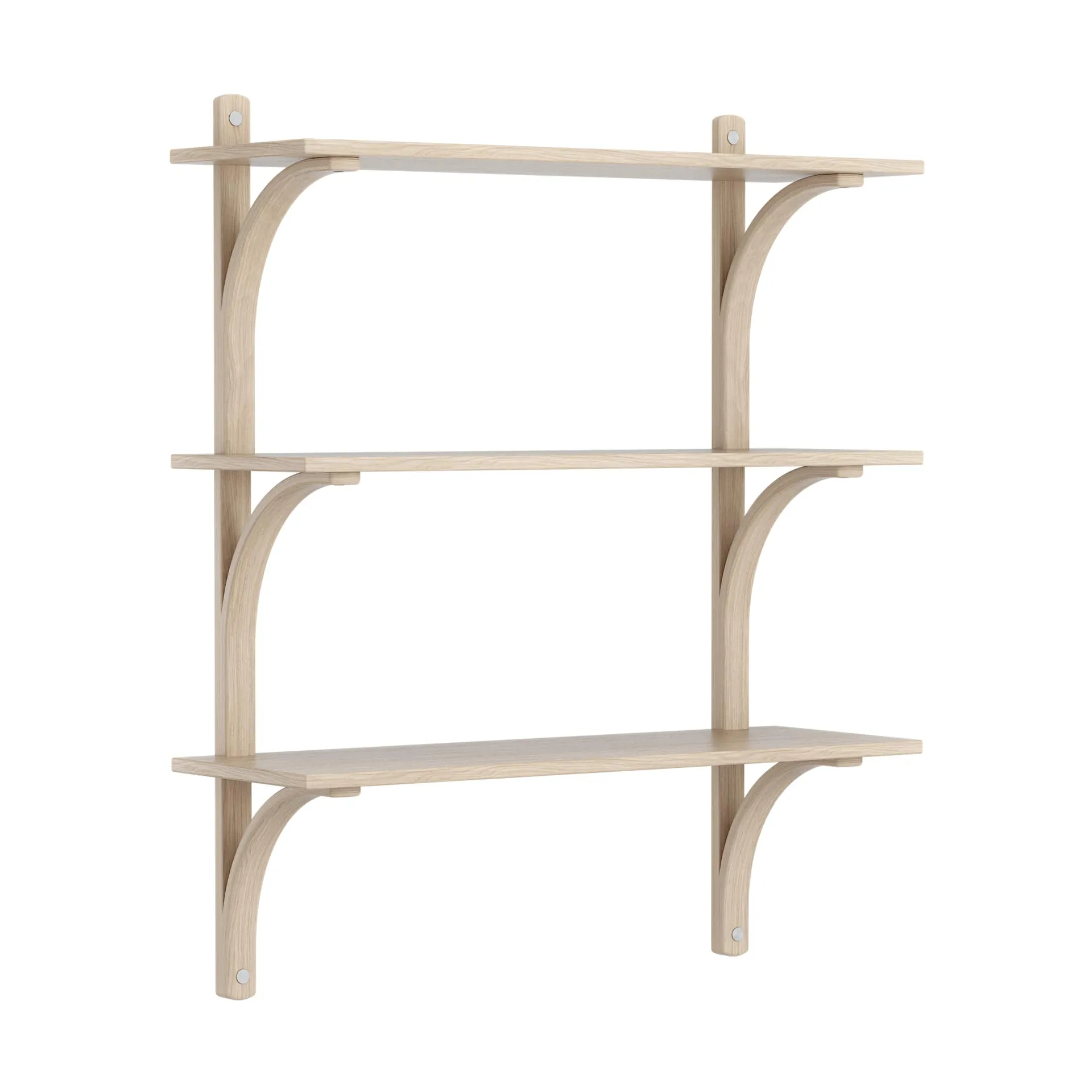 Levi shelf 3 shelves, White-pigmented oak-aluminum, 90 cm Swedese