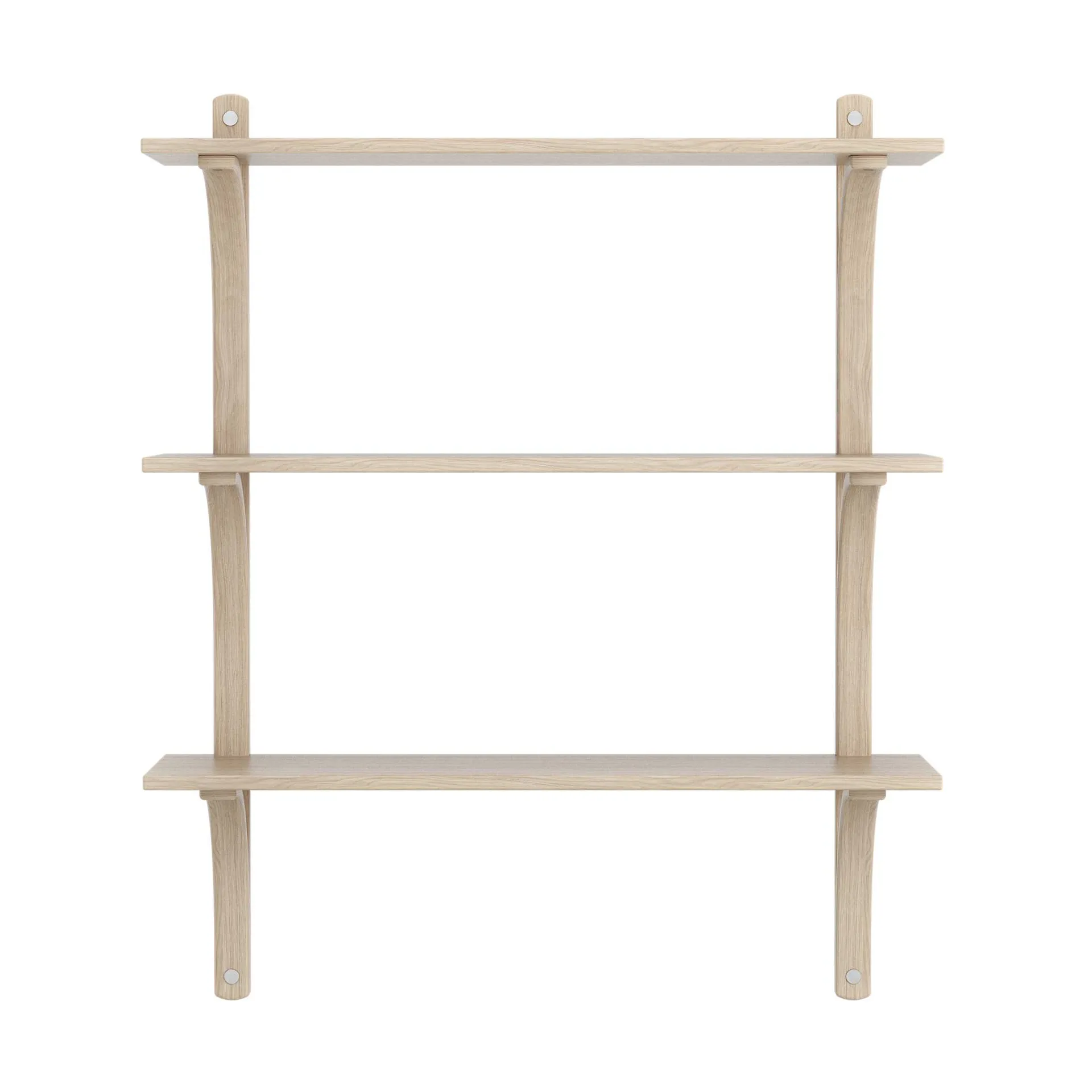 Levi shelf 3 shelves, White-pigmented oak-aluminum, 90 cm Swedese