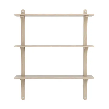 Levi shelf 3 shelves - White-pigmented oak-aluminum, 90 cm - Swedese