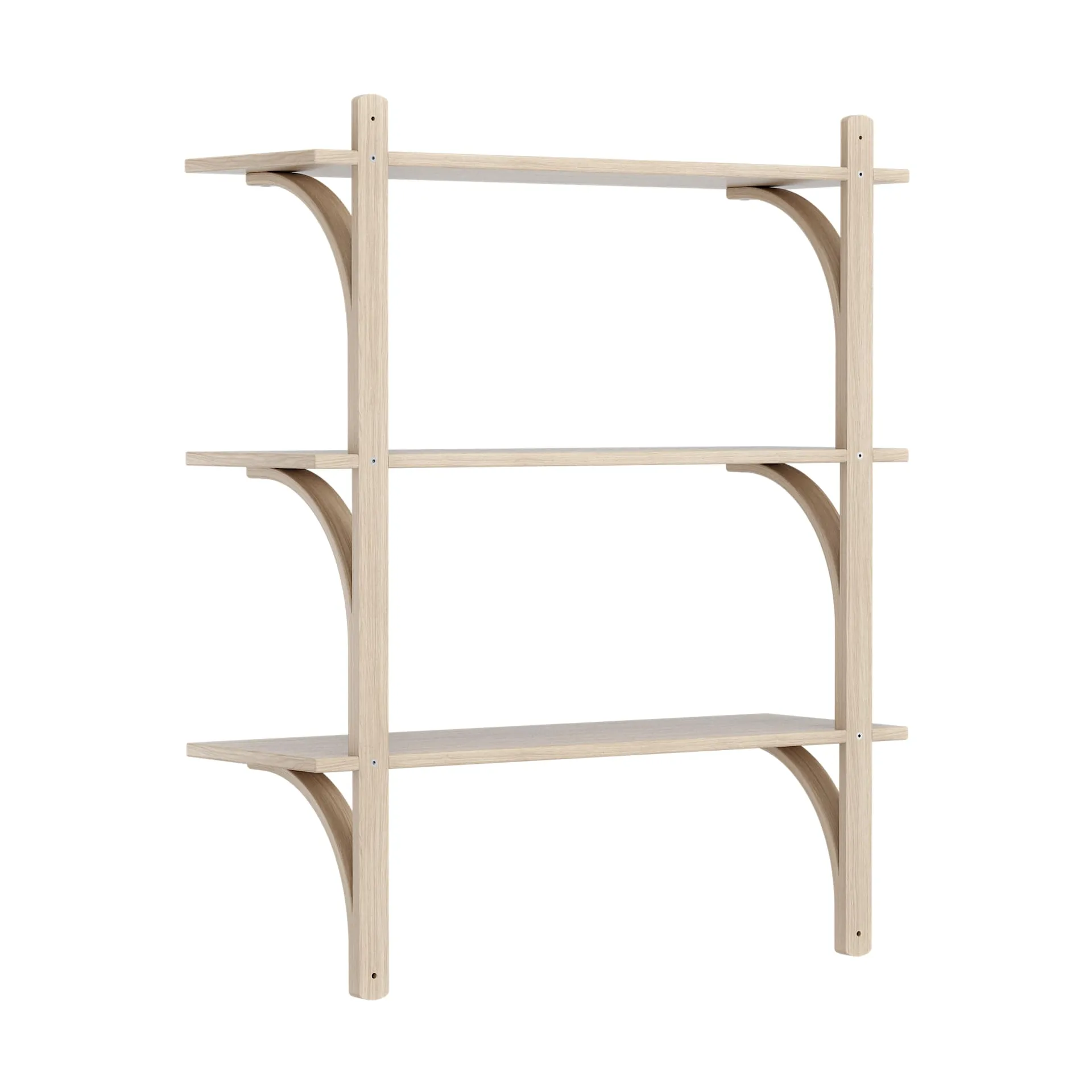 Levi shelf 3 shelves, White-pigmented oak-brass, 90 cm Swedese