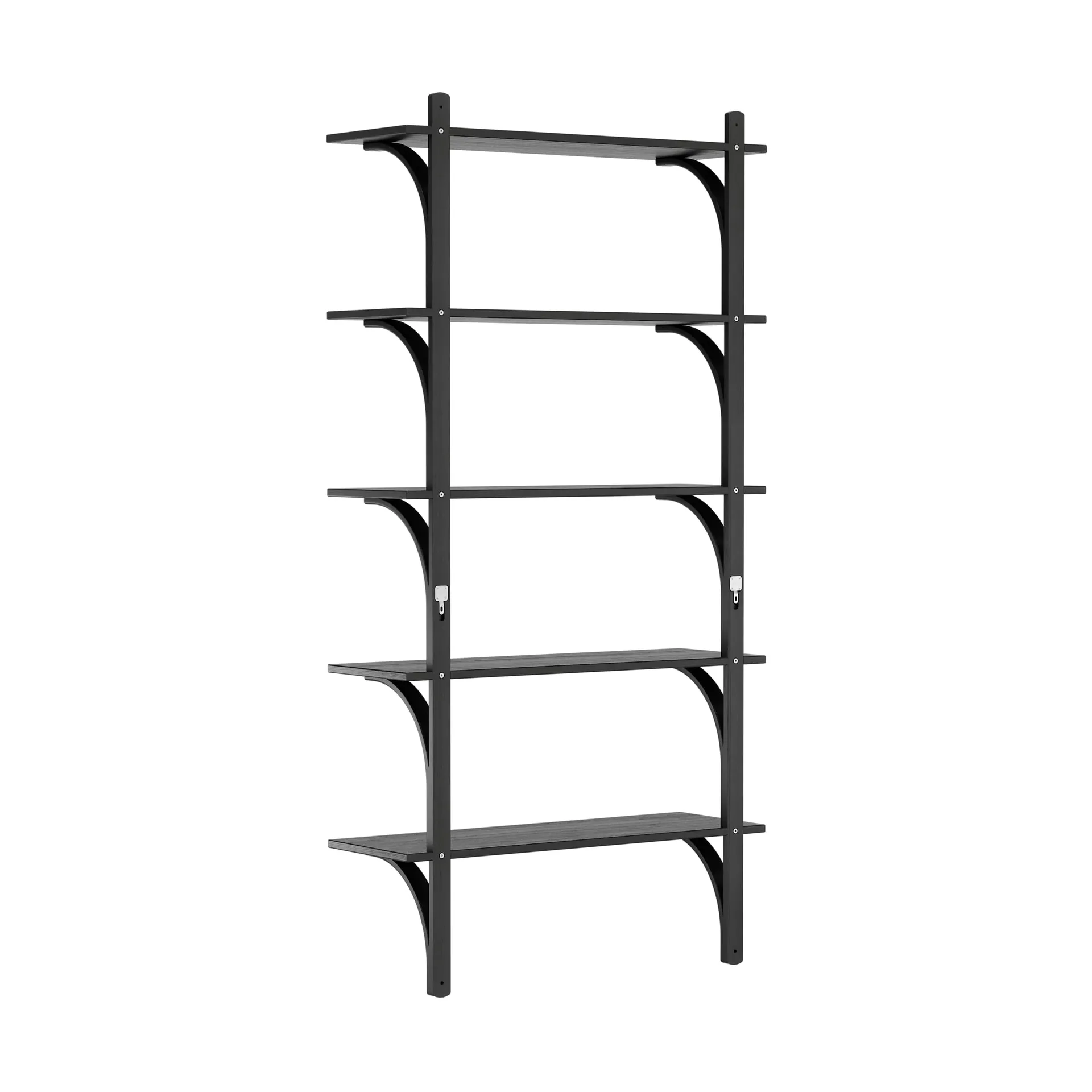 Levi shelf 5 shelves, Black stained ash-aluminium, 90 cm Swedese