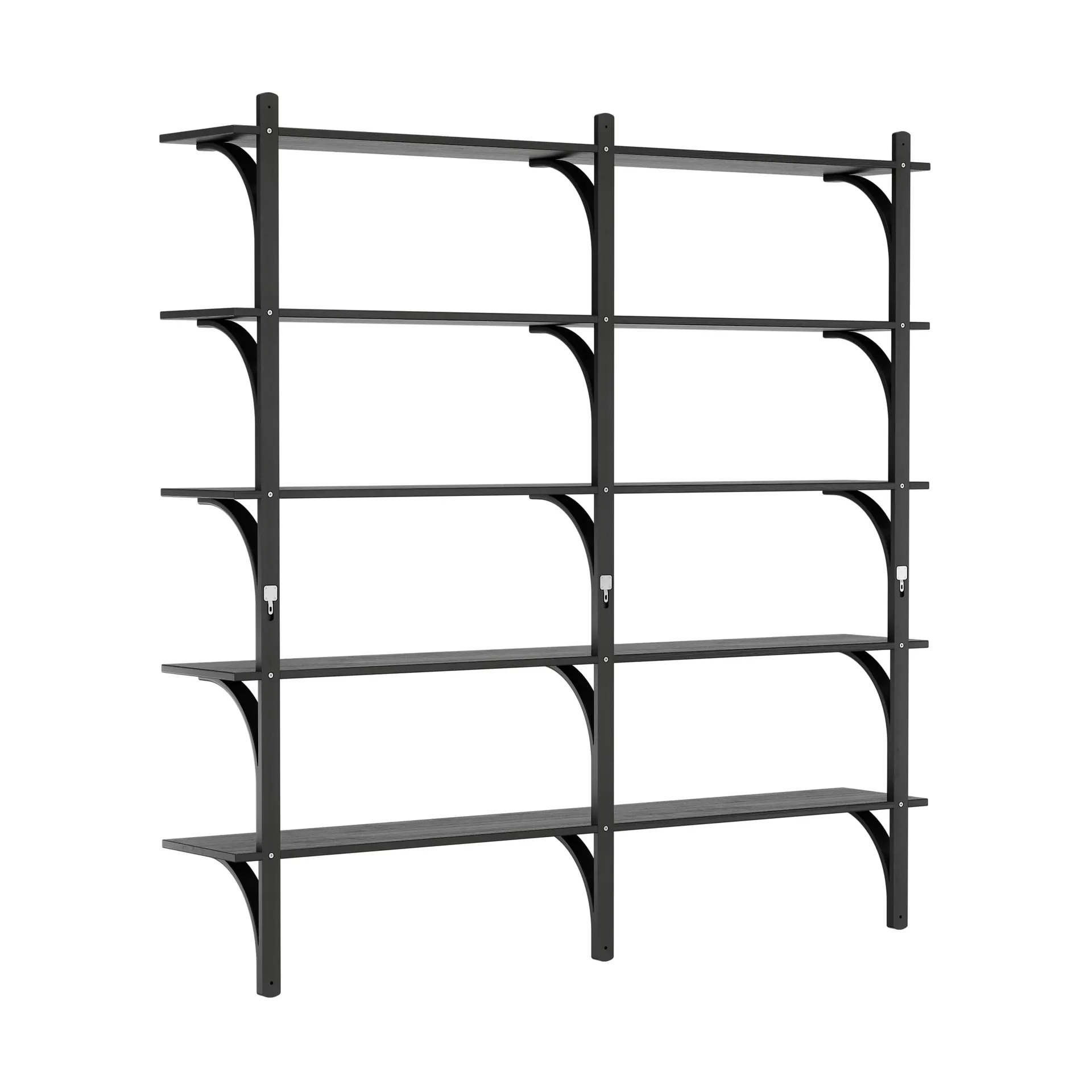 Levi shelf 5 shelves, Black-stained ash-aluminum, 180 cm Swedese