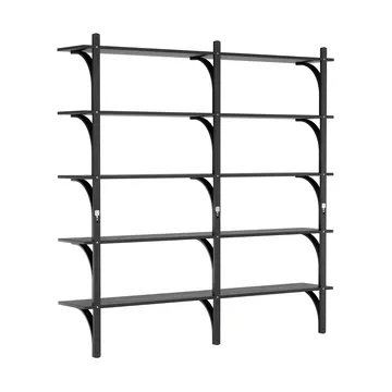 Levi shelf 5 shelves - Black-stained ash-aluminum, 180 cm - Swedese