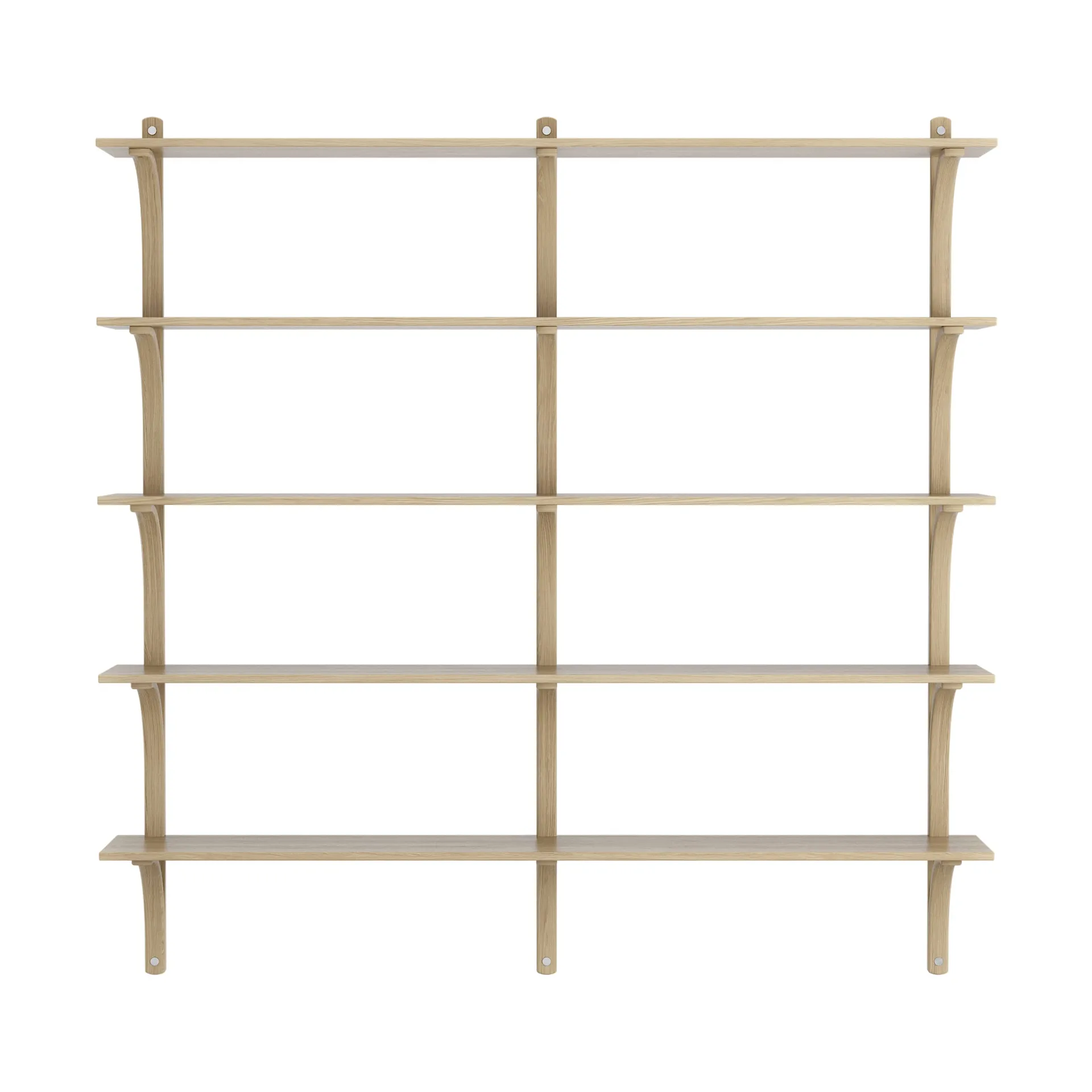 Levi shelf 5 shelves, Natural lacquered oak-aluminium, 180 cm Swedese