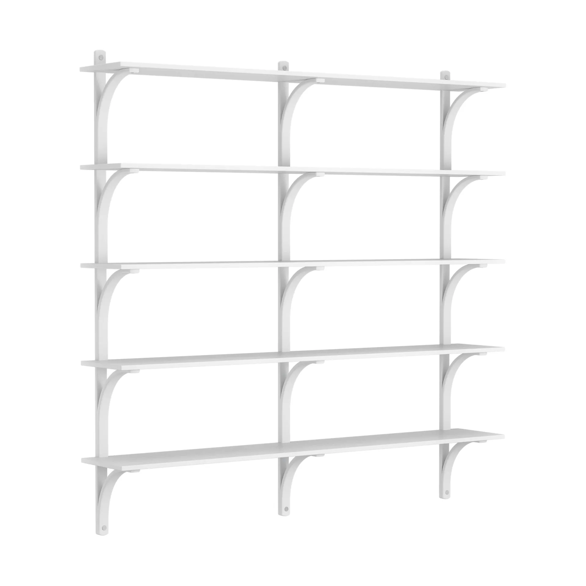 Levi shelf 5 shelves, White-stained ash-aluminium, 180 cm Swedese