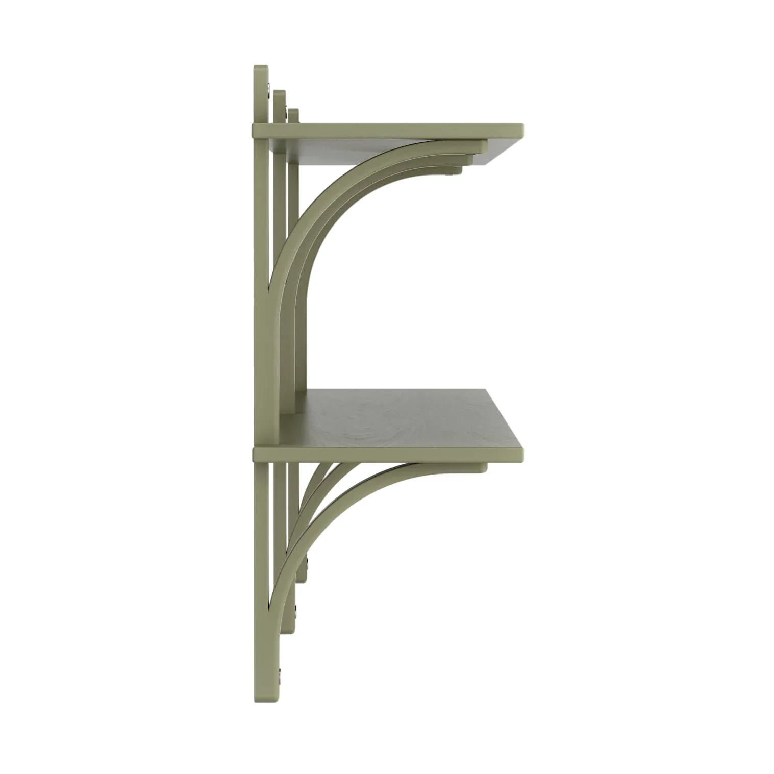 Levi shelf, Moss green-stainless steel, 2 shelves, 180 cm Swedese