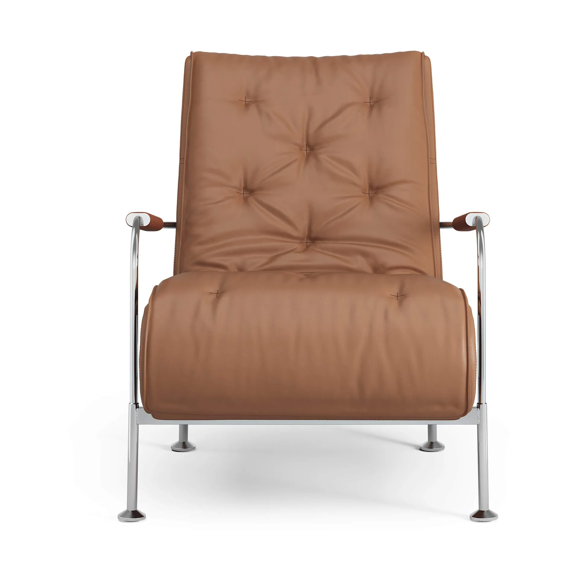 Serpentine armchair, Leather Elmo Soft Light Brown-chrome-tärnsjö Cognac Swedese