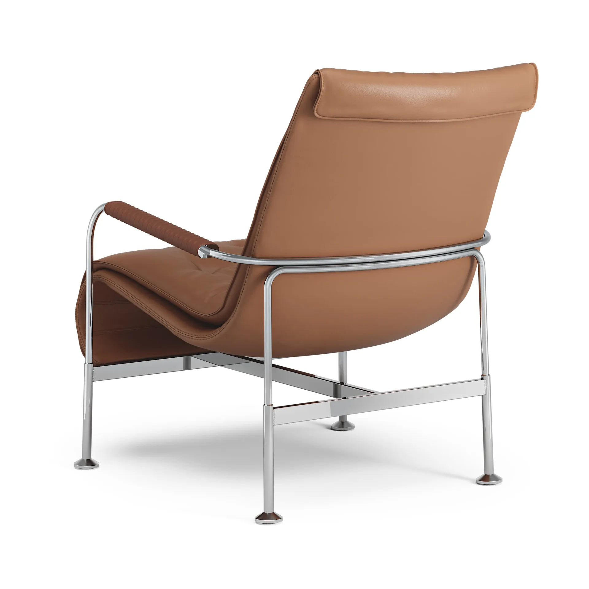 Serpentine armchair, Leather Elmo Soft Light Brown-chrome-tärnsjö Cognac Swedese