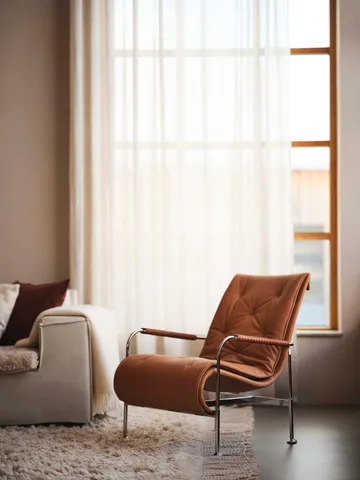 Serpentine armchair - Leather Elmo Soft Light Brown-chrome-tärnsjö Cognac - Swedese