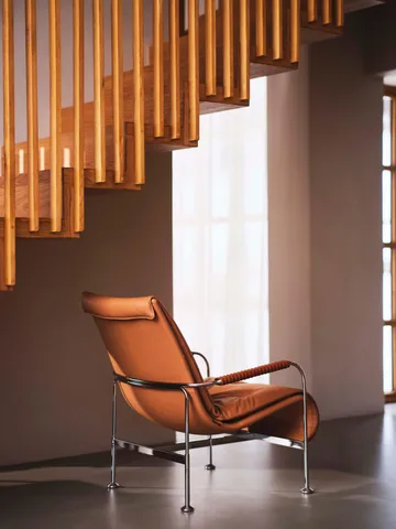 Serpentine armchair - Leather Elmo Soft Light Brown-chrome-tärnsjö Cognac - Swedese
