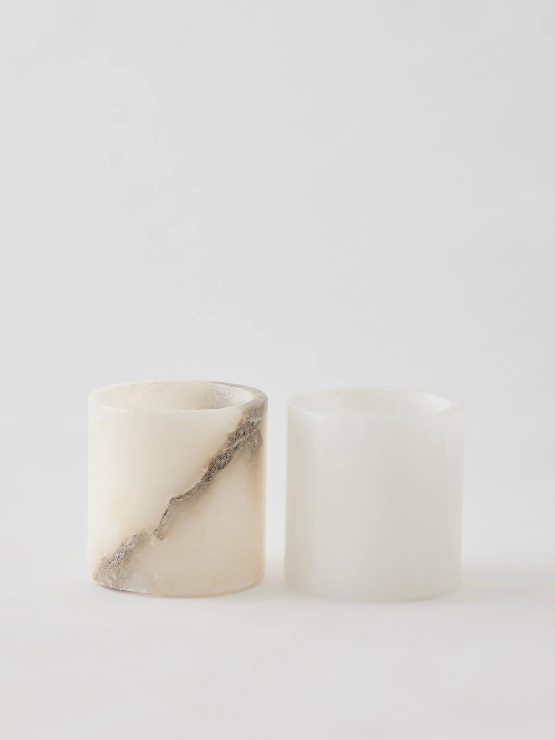 Alabaster candle holder, White-beige, S 10 cm Tell Me More