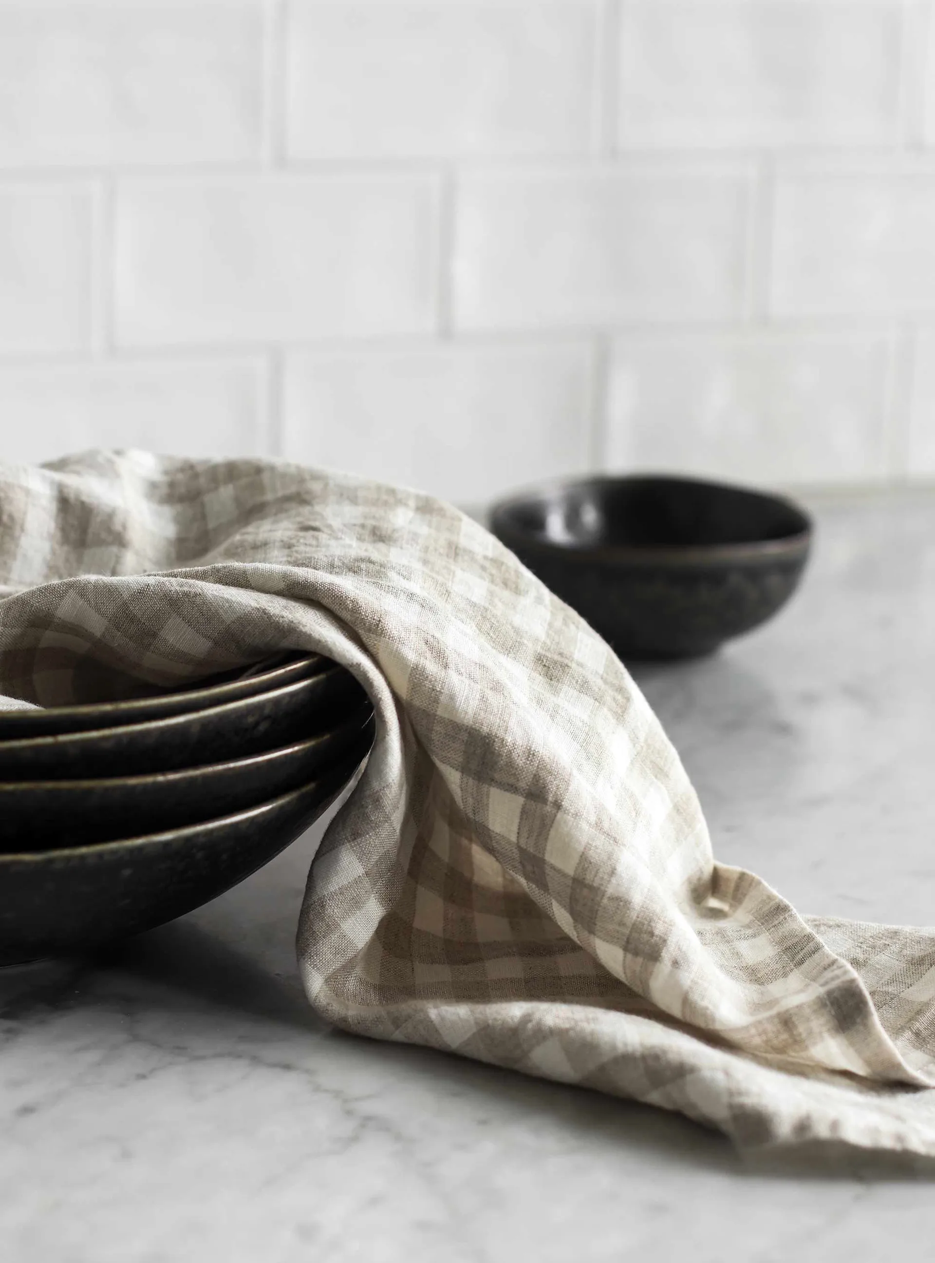 Gingham checkered kitchen towel 70x50 cm, Natural Tell Me More