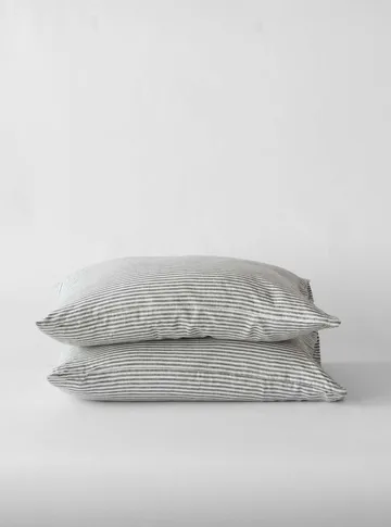 Stonewashed linen pillowcase 50x70 cm 2-pack - Grey-white - Tell Me More
