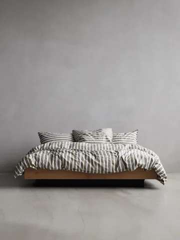 Tell Me More striped duvet cover cotton - Olive, 150x200 cm - Tell Me More