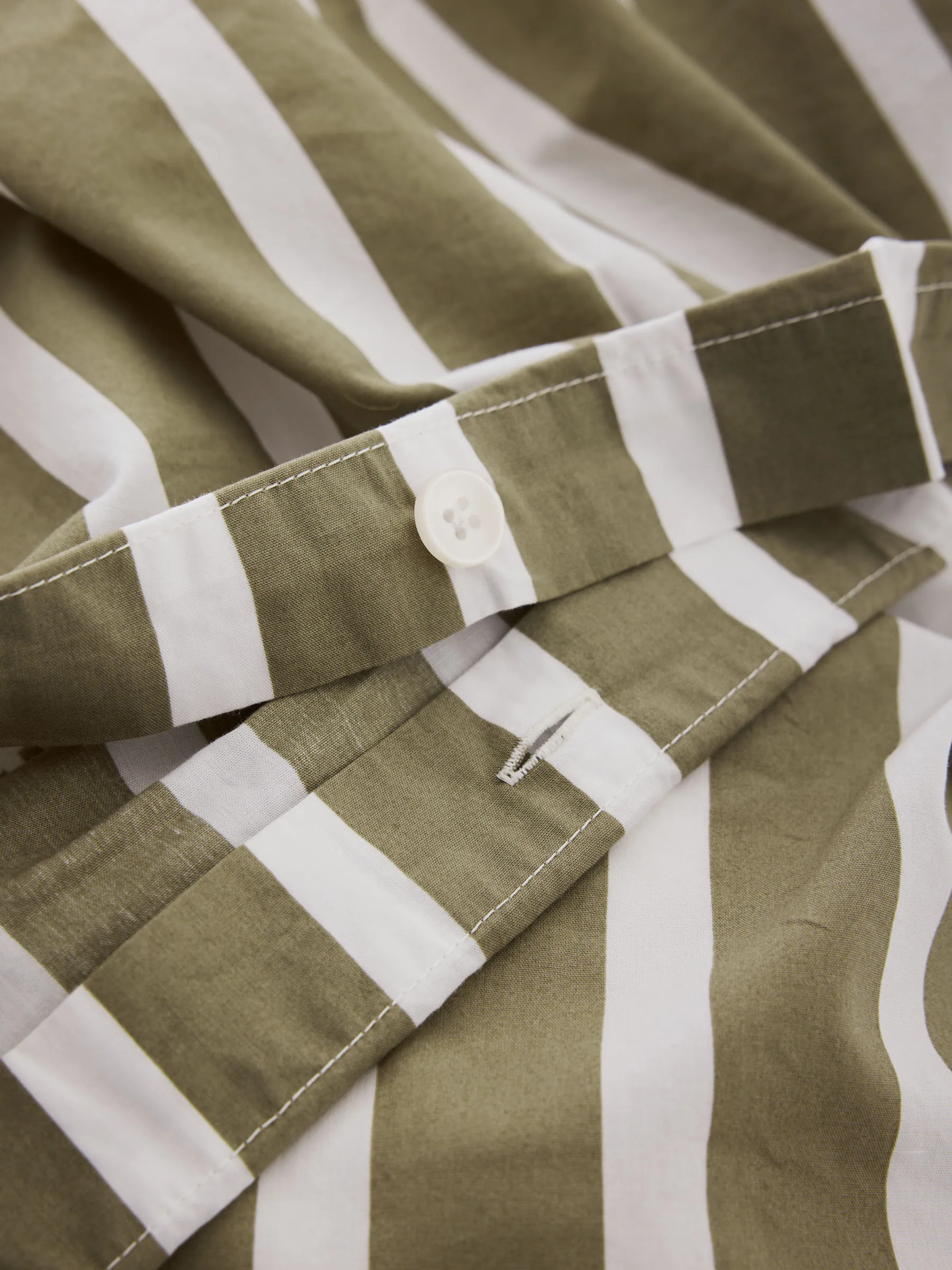 Tell Me More striped duvet cover cotton, Olive, 220x220 cm Tell Me More
