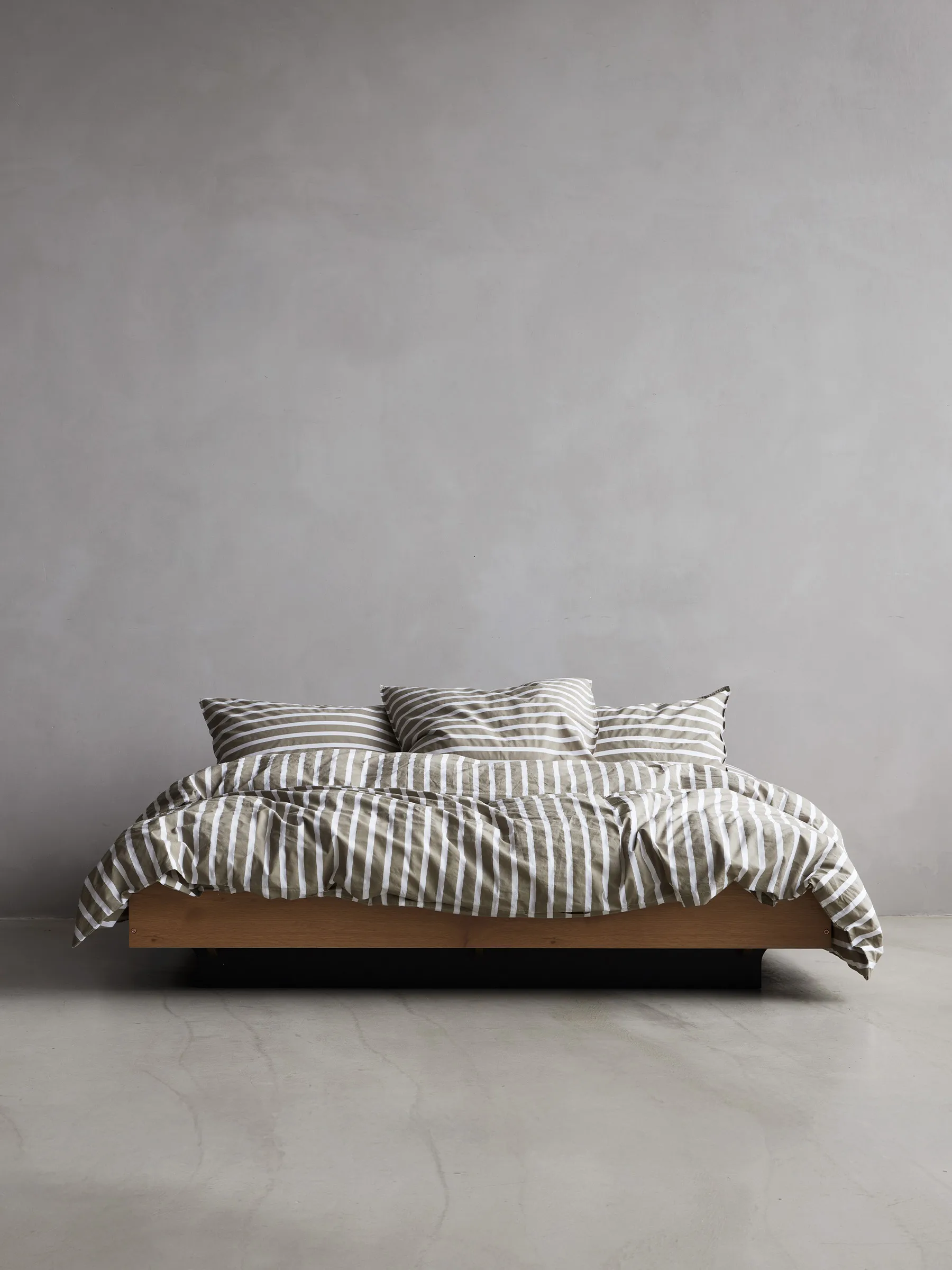 Tell Me More striped pillowcase cotton, Olive, 50x75 cm Tell Me More