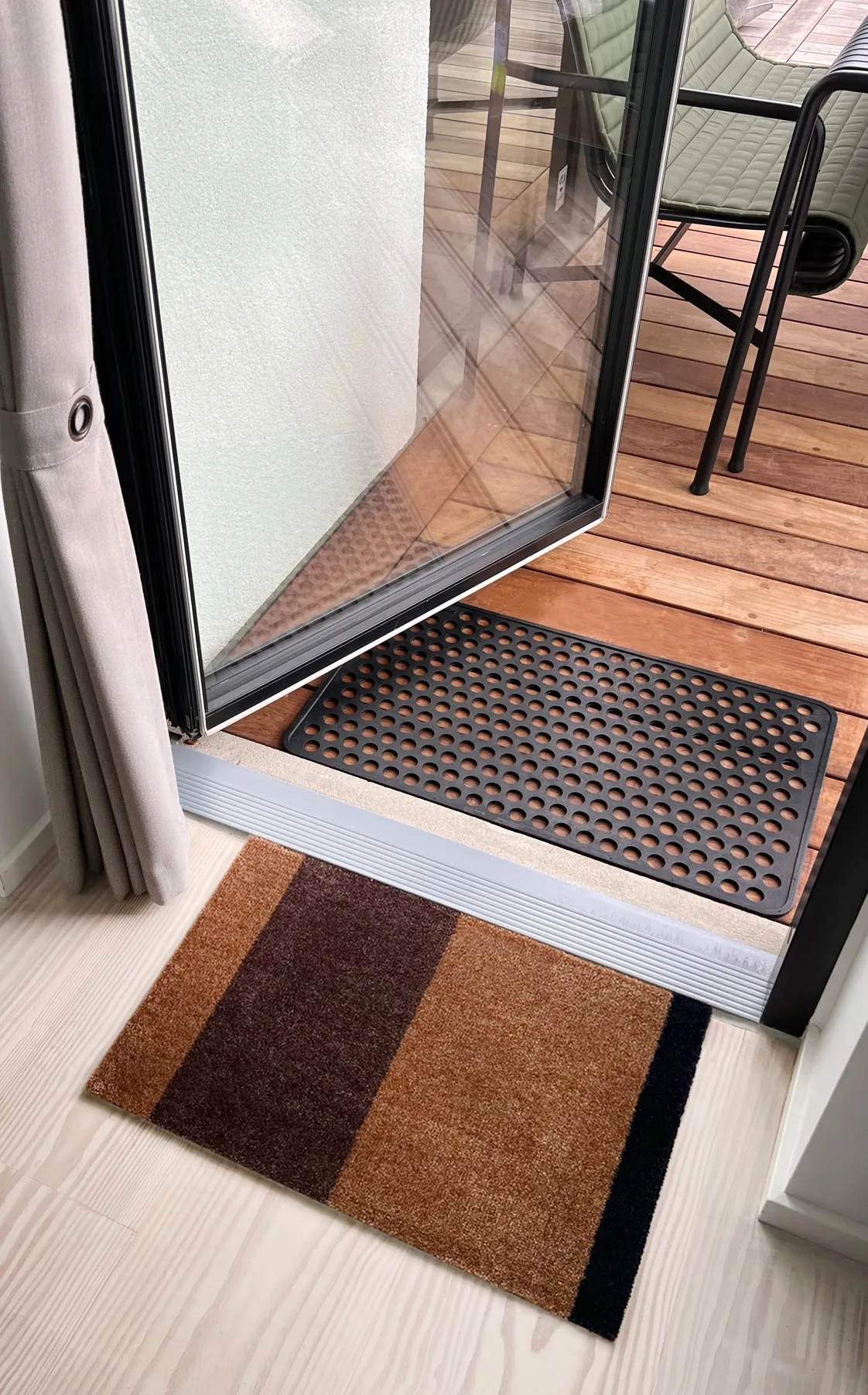 Stripes doormat horizontal, Cognac-dark brown-black, 40x60 cm tica copenhagen