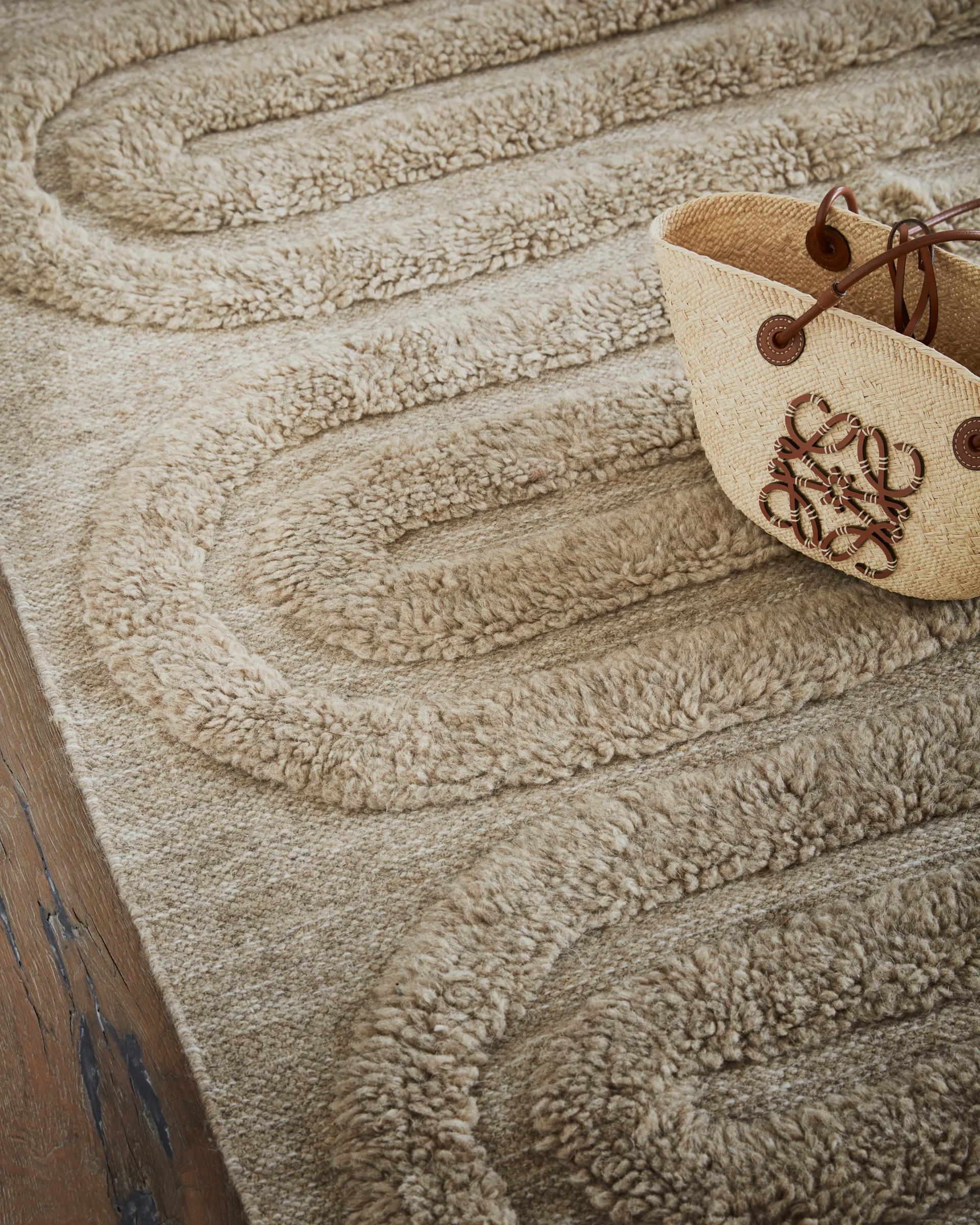 Riklund wool carpet 190x290 cm, Beige-melange Tinted
