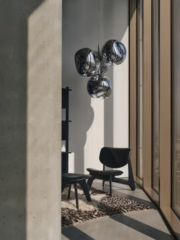 Slab lounge chair upholstered seat - Black ash-black leather - Tom Dixon