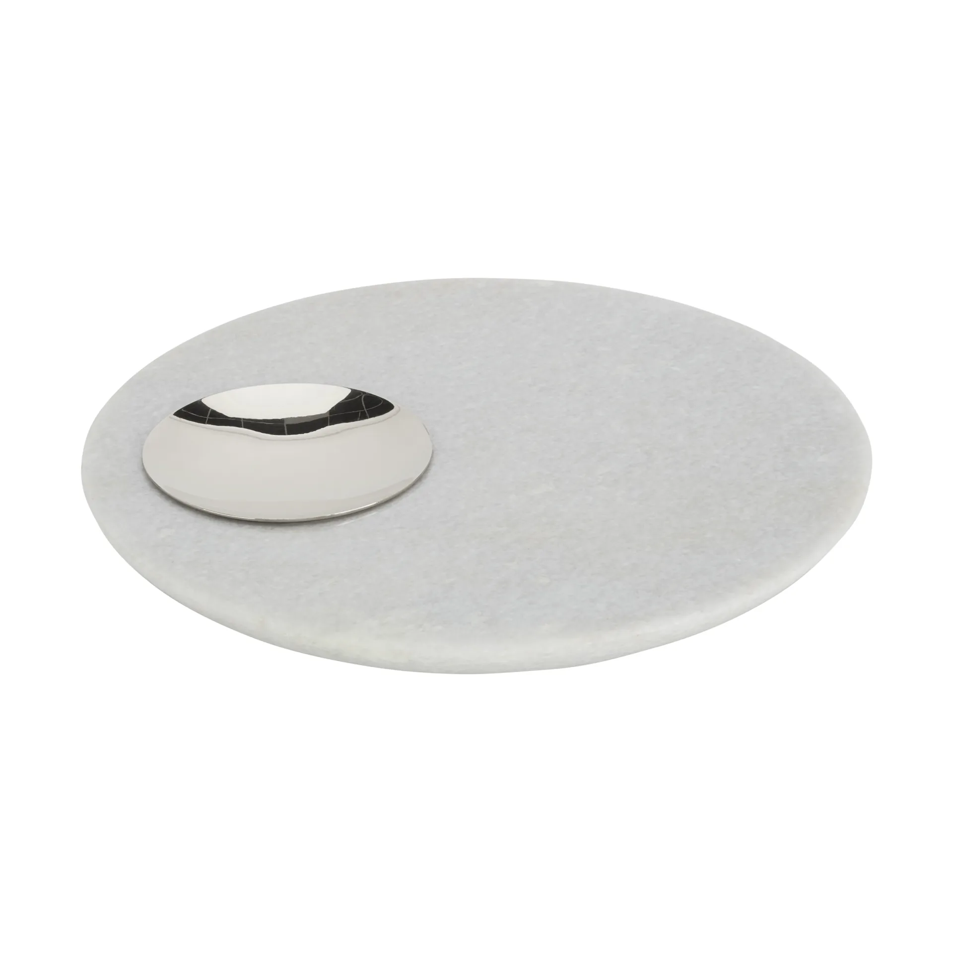 Stone serving tray Ø22 cm, White marble-silver Tom Dixon