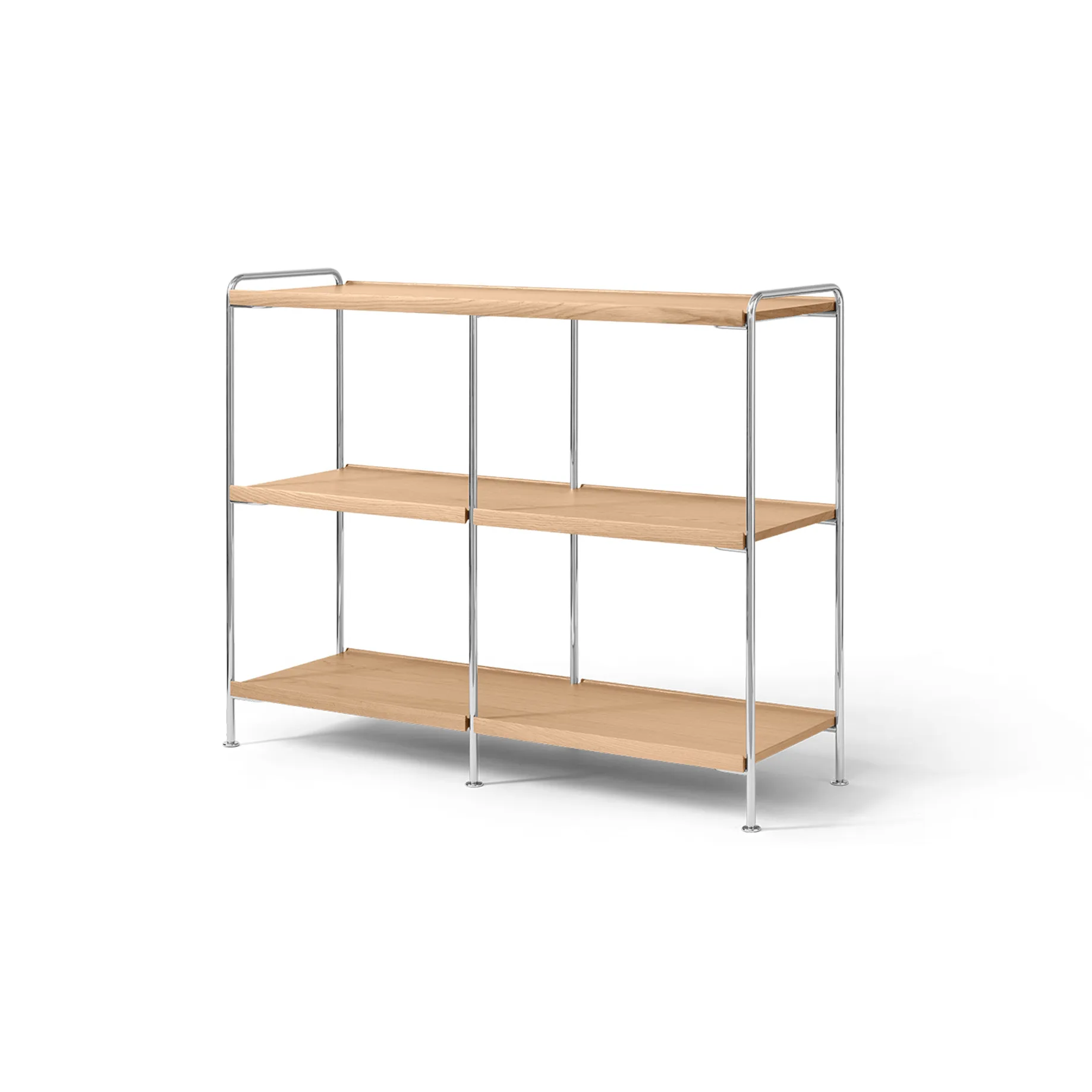 Alima NDS5 shelf, Lacquered oak-chrome, 123x95x38 cm &Tradition