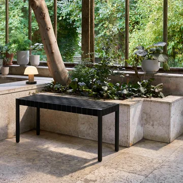 Betty TK4 bench - Black. natural braided linen seat - &Tradition