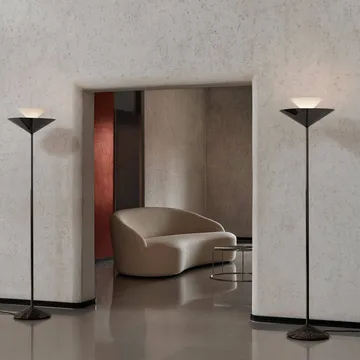 Gio LN 28 floor lamp - Dark chrome, marble - &Tradition