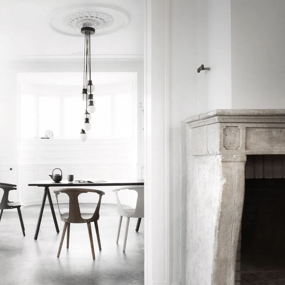 Mass Light NA6 pendant lamp, Black marble/white, nero marquina &Tradition