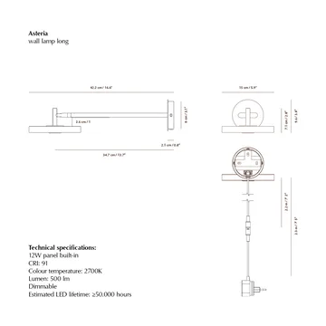 Asteria Wall wall lamp - Long, Nuance orange-chrome - Umage