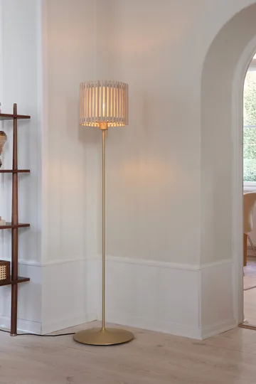Komorebi floor lamp medium - Circle oak-Brush brass - Umage