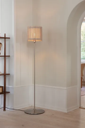 Komorebi floor lamp medium - Square oak-Brushed steel - Umage