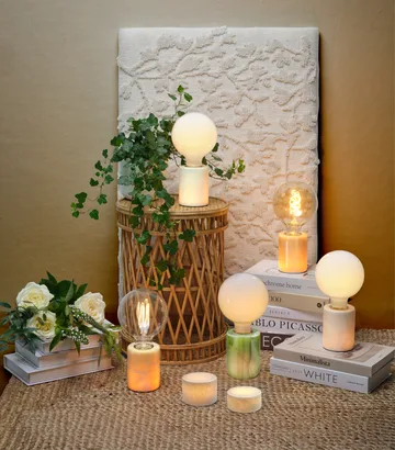 Marble lamp base - Beige gloss, Ø8x10.5 cm - Unison