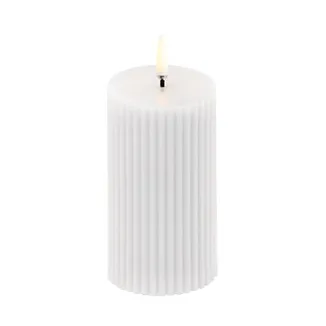 LED Pillar candle Ribbed Ø5,8x10 cm, White Uyuni Lighting