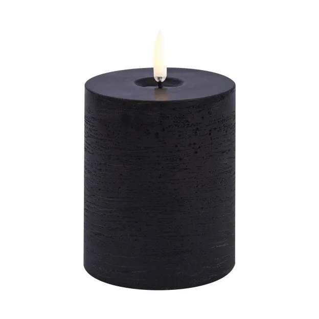Uyuni LED Block Candle melted - Black rustic, Ø7.8x10 cm - Uyuni Lighting