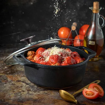 Victoria cast iron casserole with glass lid, enamelled - 3.8 l - Victoria