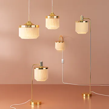 Fringe floor lamp - Pale pink, brass plated steel - Warm Nordic