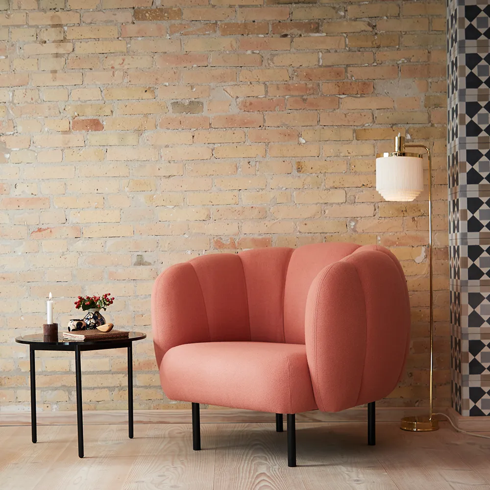 Fringe floor lamp, Pale pink, brass plated steel Warm Nordic