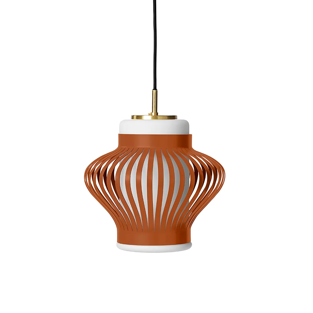 Opal Lamella pendant lamp, Rusty red, sandblasted opal Warm Nordic