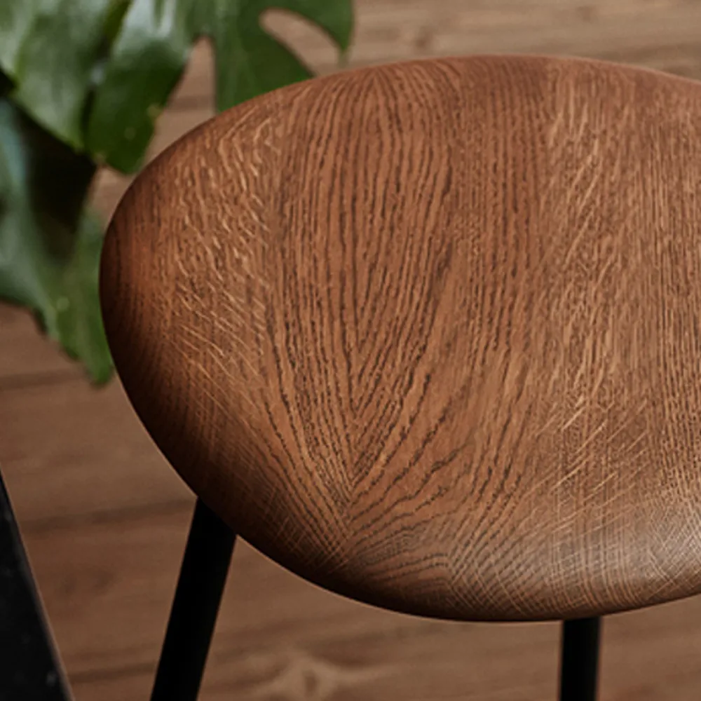 Pebble barstool, Smoked oak, h.65, black legs Warm Nordic
