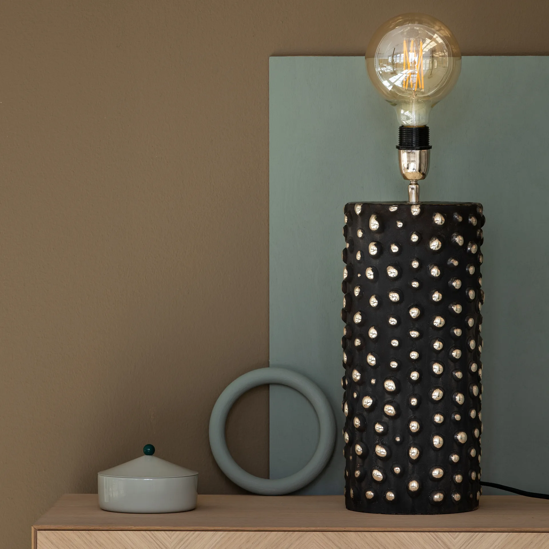 Peggy lamp base 28 cm, Black-silver Watt & Veke