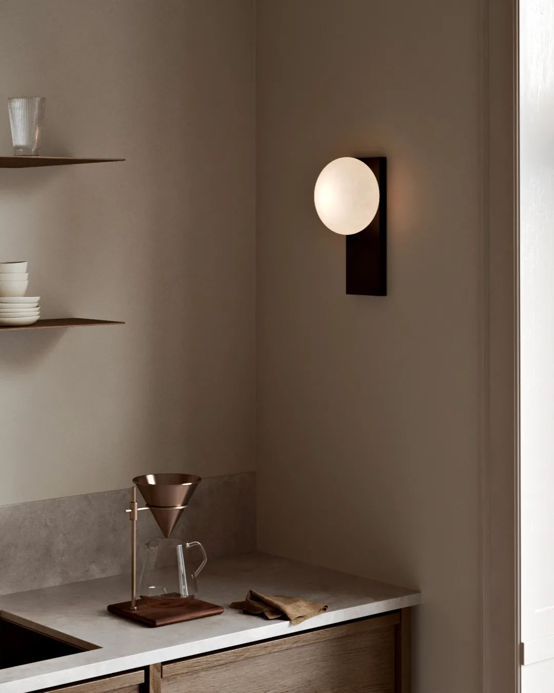 Dew table lamp/wall lamp, Black Woud