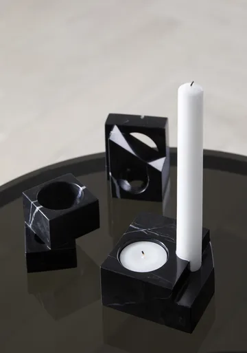 Jeu de dés 2 candle holder marble - Black - Woud