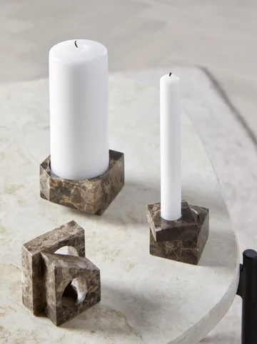 Jeu de dés 2 candle holder marble - Brown - Woud