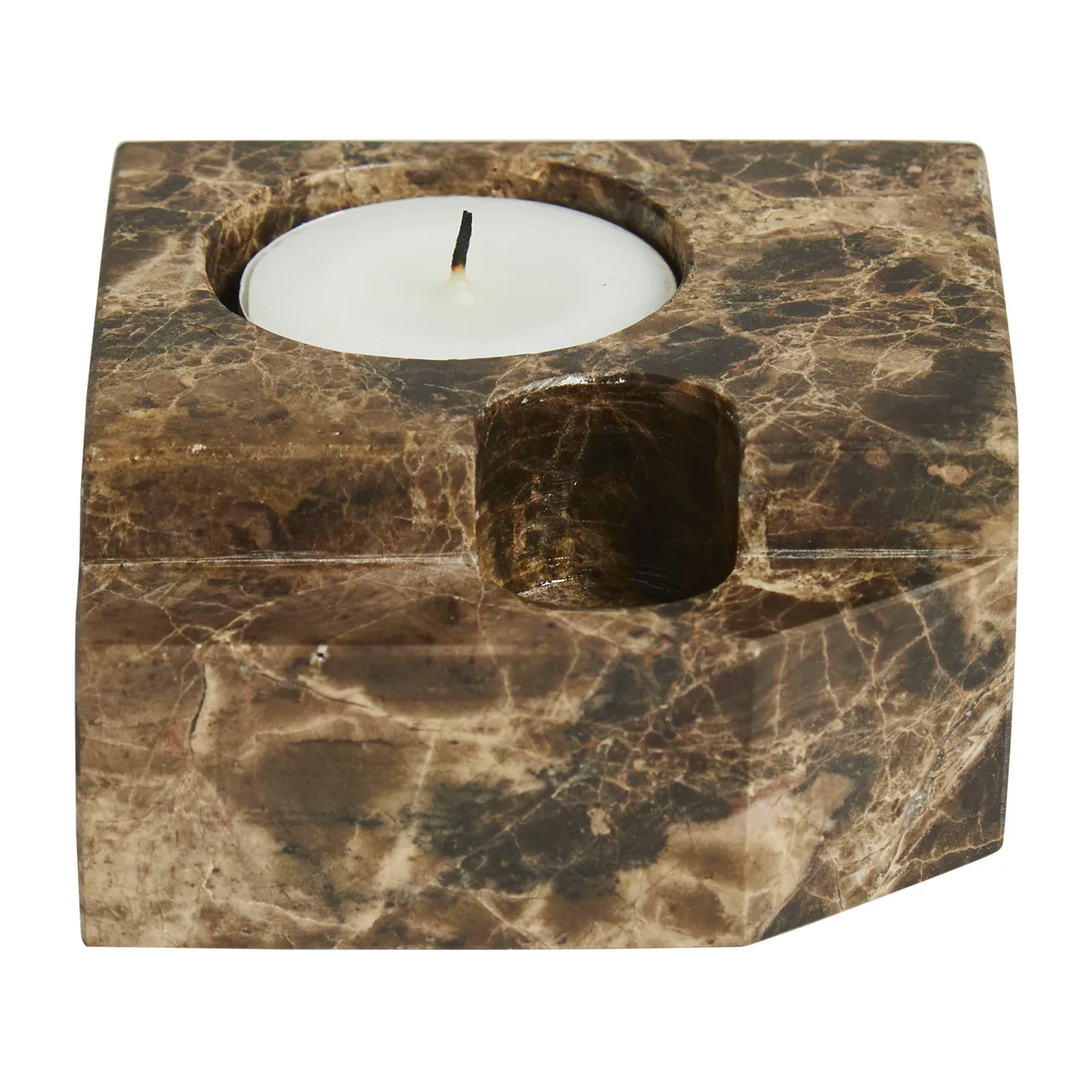 Jeu de dés 3 candle holder marble, Brown Woud