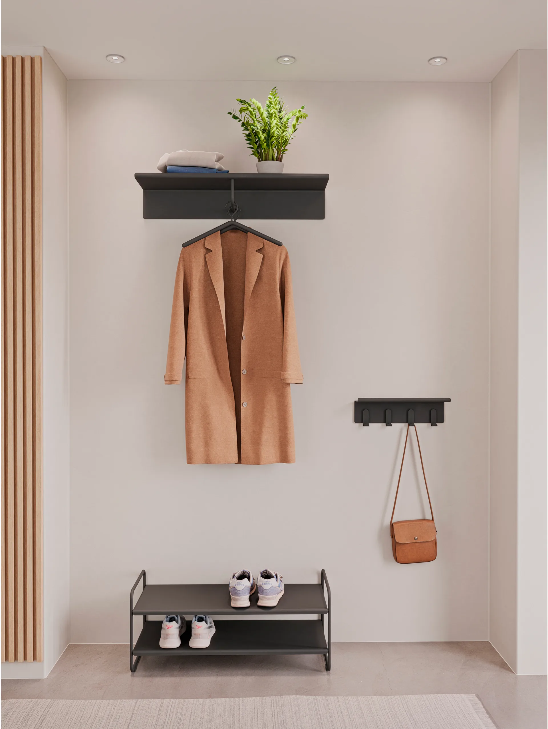 A-Hallway shelf coat hanger, Svart Zone Denmark