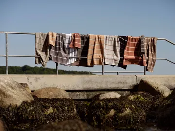 Sauna towel - Soft grey-eucalyptus-terracotta, 70x140 cm - Zone Denmark