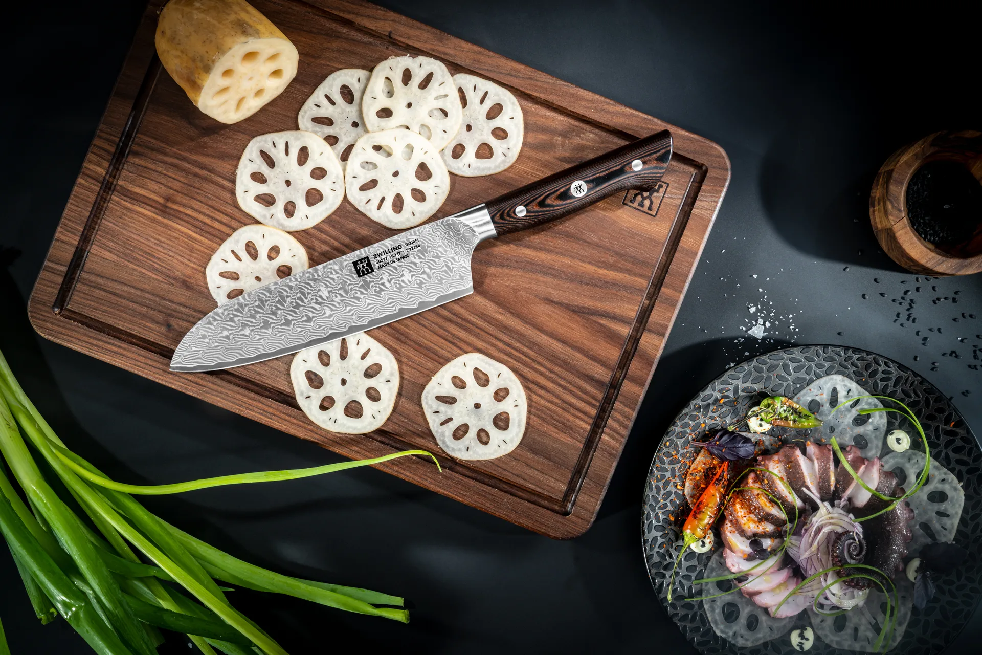Zwilling Tanrei santoku knife 18 cm, Damascus-black Zwilling